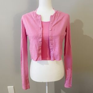 Brandy Melville Cropped Halter Top & Cardigan